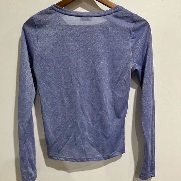 INTIMATELY BY FP Blue Mesh Sheer Sparkly Party Long Sleeve Size M - Picture 5 of 7